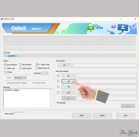 Chọn vào mục AP để mở bản rom đã giải nén ở trên.